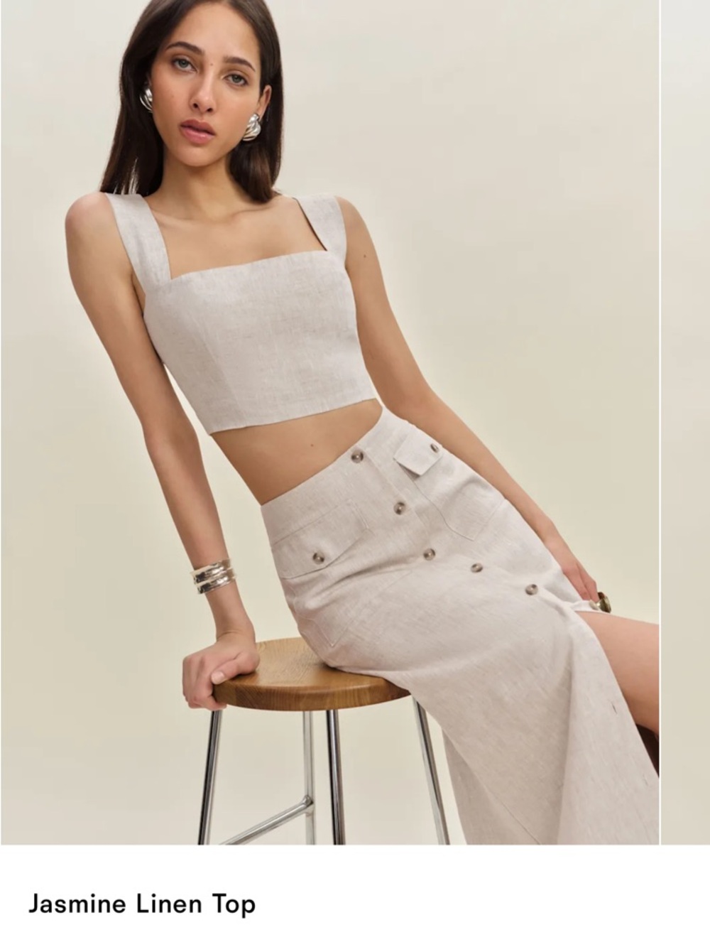 Reformation Jasmine Linen Top